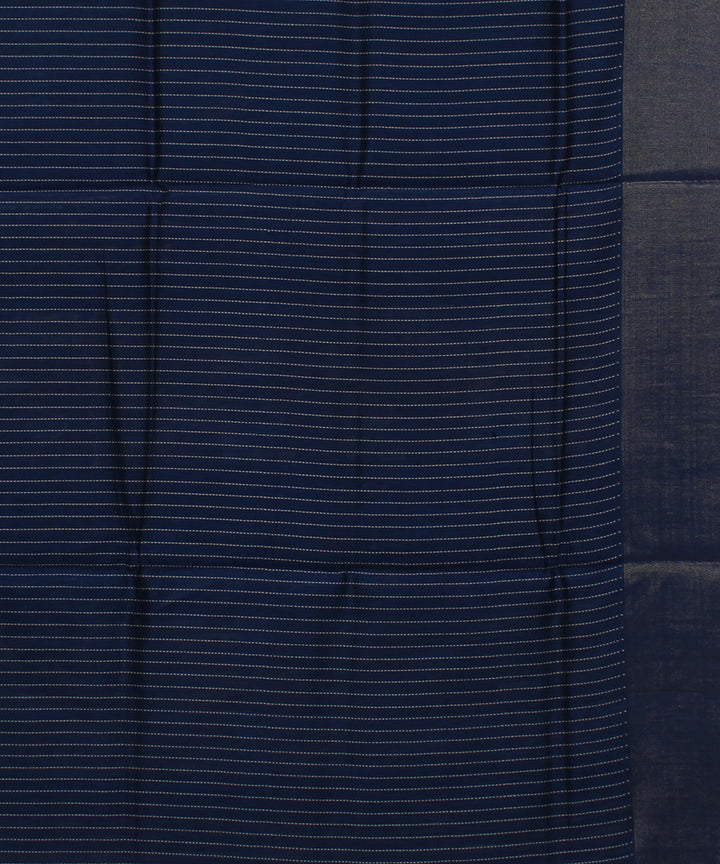 Navy blue grey handwoven raw silk bhagalpur saree