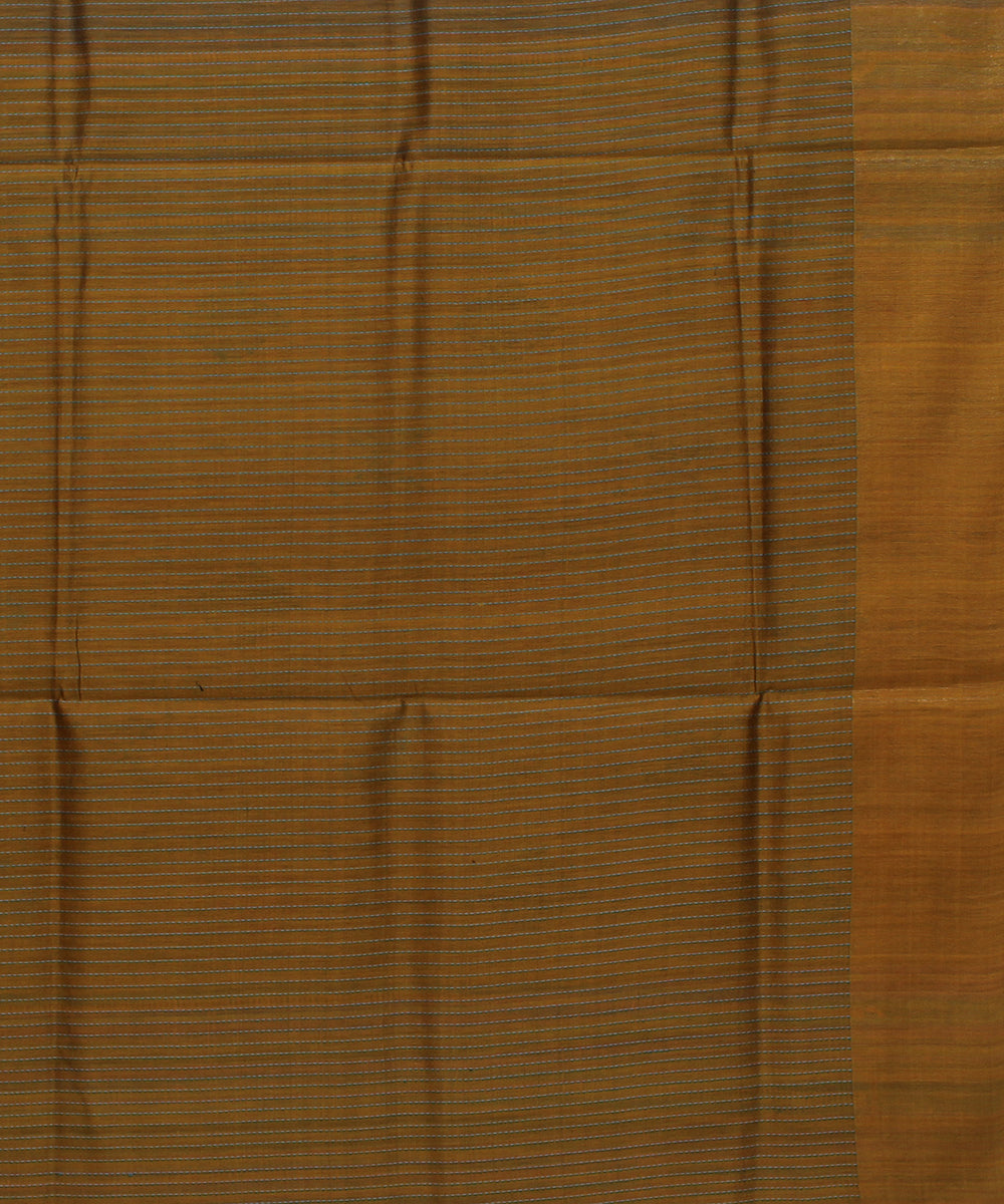 Cyan blue mustard handwoven raw silk bhagalpur saree