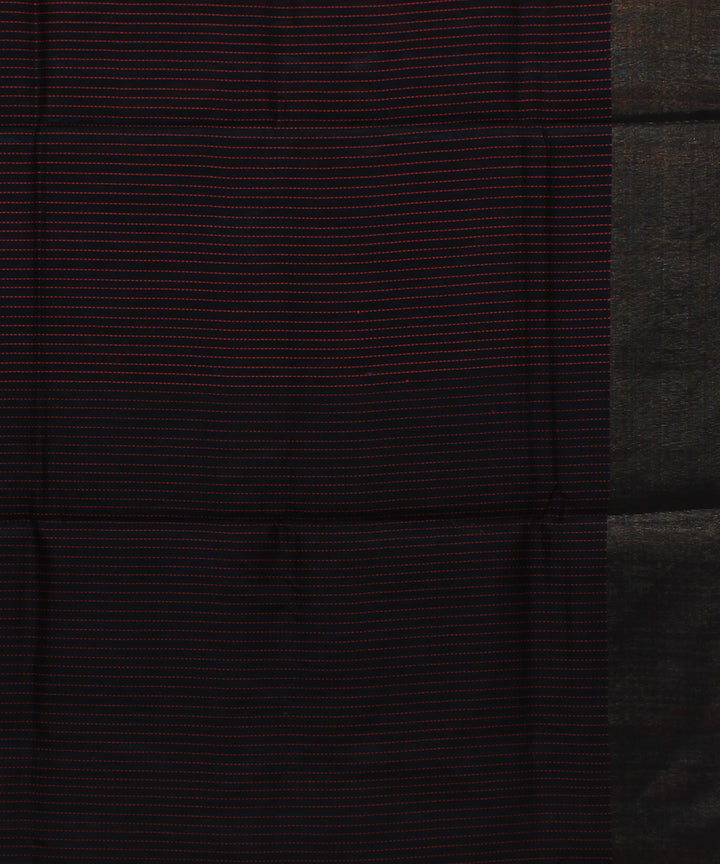 Maroon black handloom raw silk bhagalpur saree