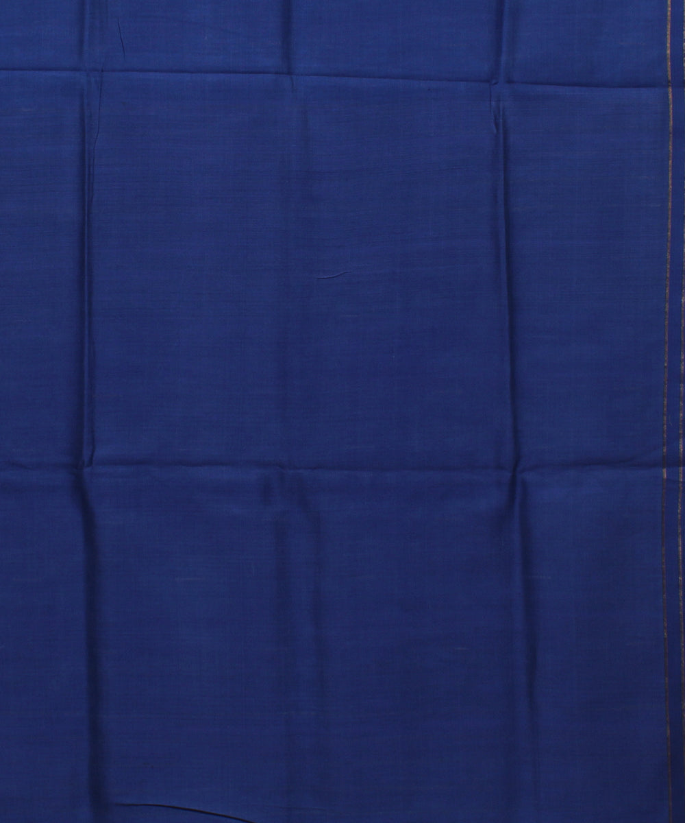 Cyan blue navy blue handwoven raw silk bhagalpur saree