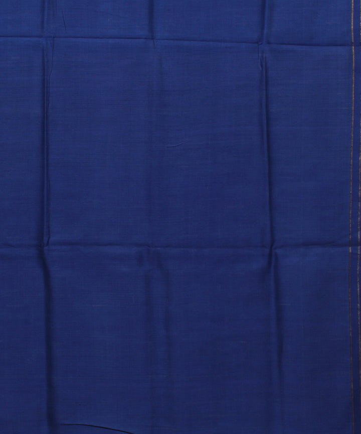 Cyan blue navy blue handwoven raw silk bhagalpur saree