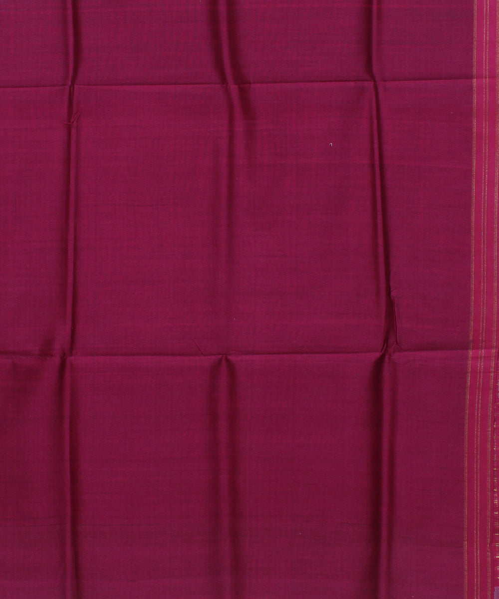 Grey maroon handwoven raw silk bhagalpur saree