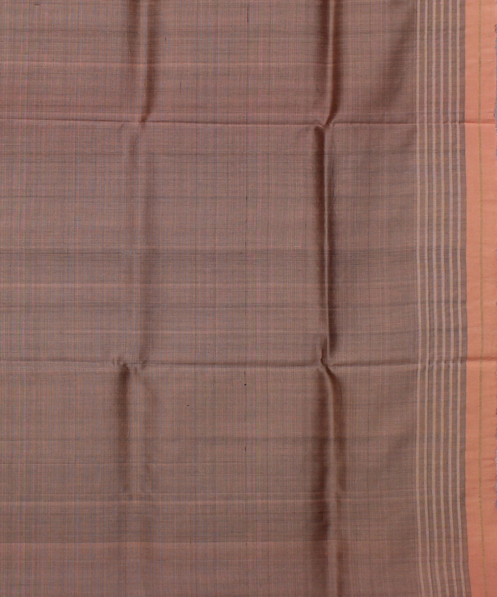 Olive green grey handwoven raw silk bhagalpur saree