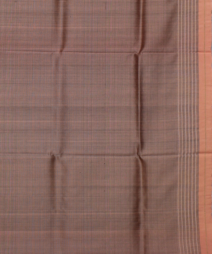 Olive green grey handwoven raw silk bhagalpur saree