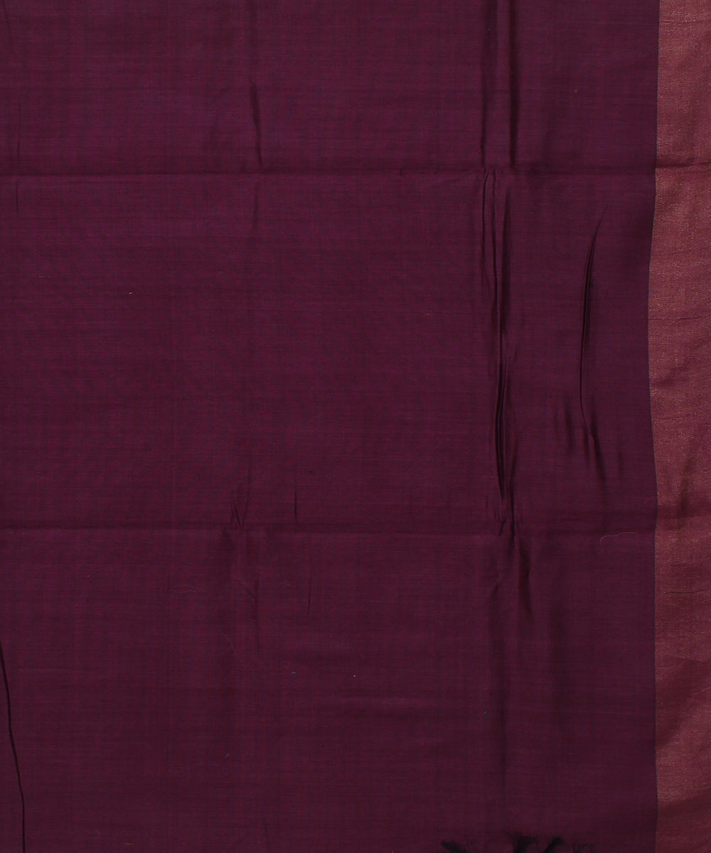 Olive green purple handwoven raw silk bhagalpur saree