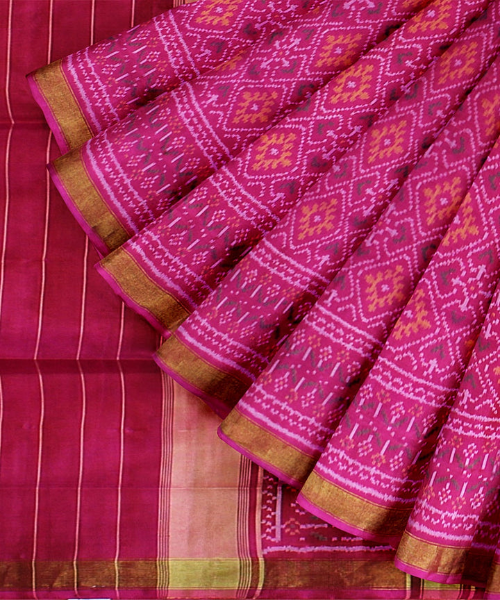 Pink handwoven patola silk saree