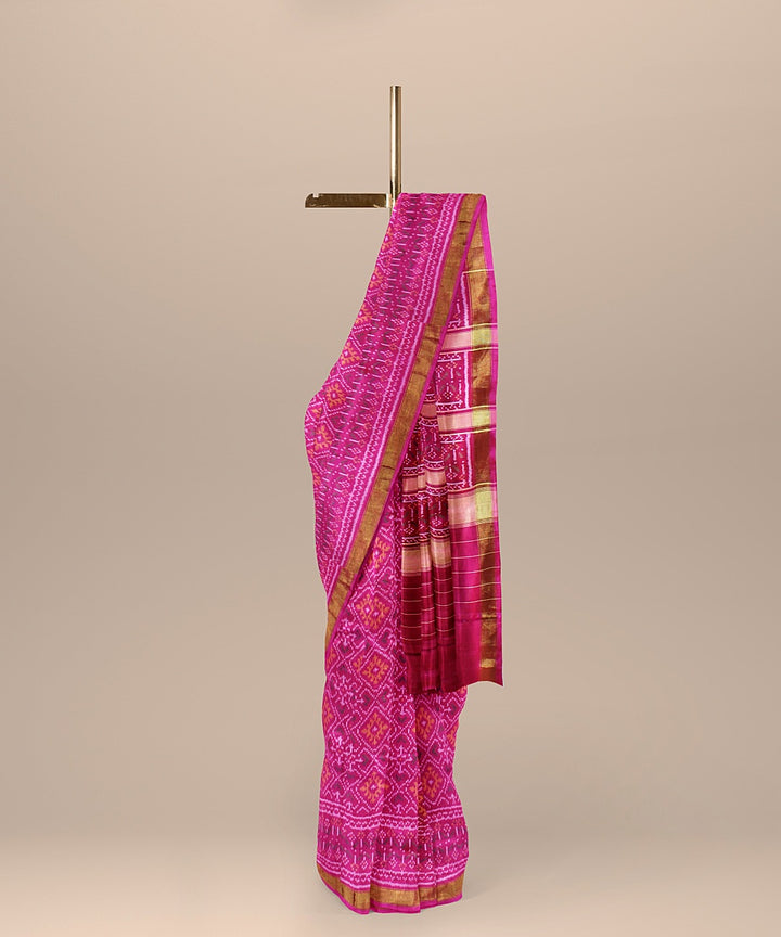 Pink handwoven patola silk saree