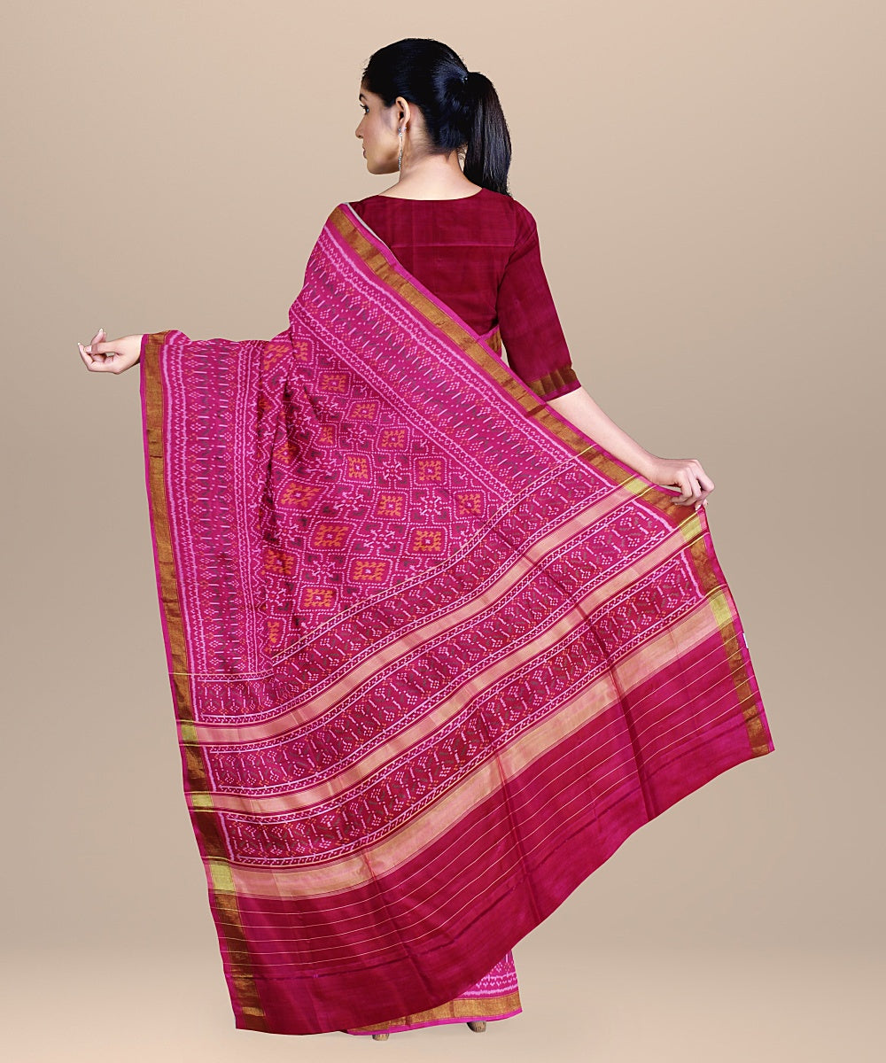 Pink handwoven patola silk saree