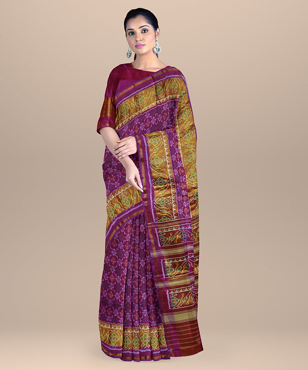 Purple handwoven patola silk saree