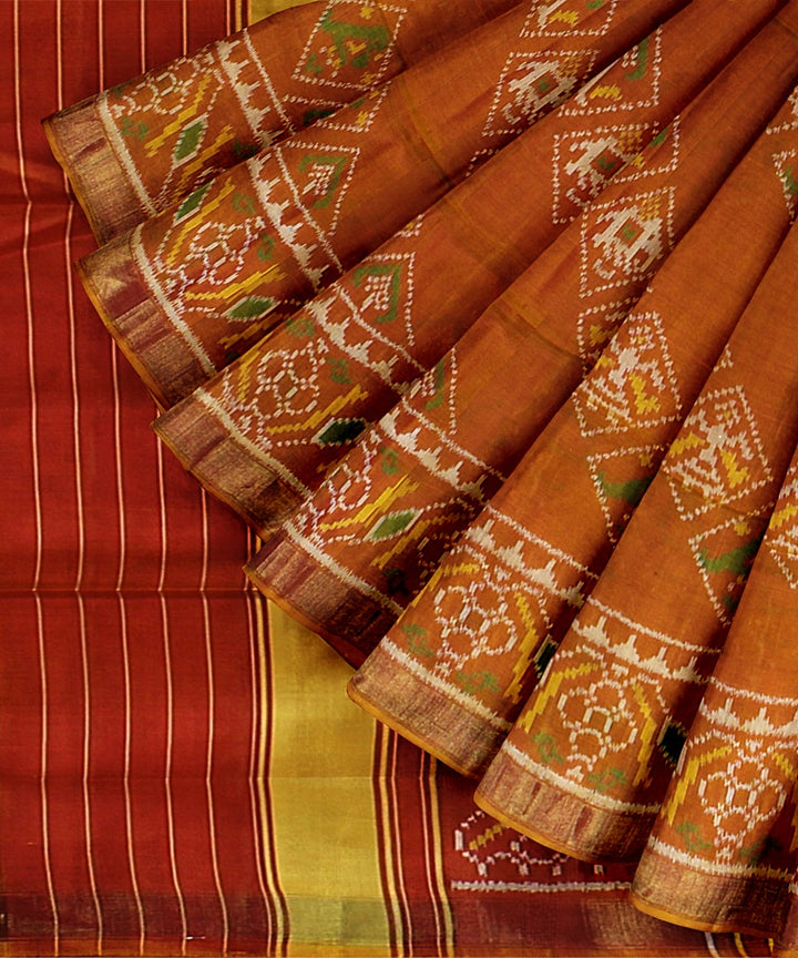 Mustard silk handwoven patola saree