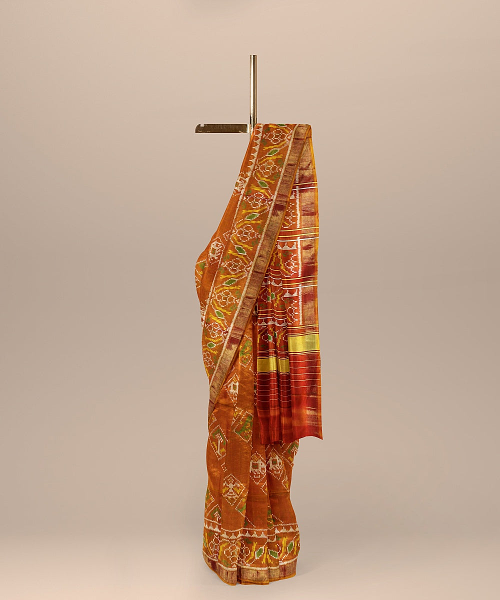 Mustard silk handwoven patola saree