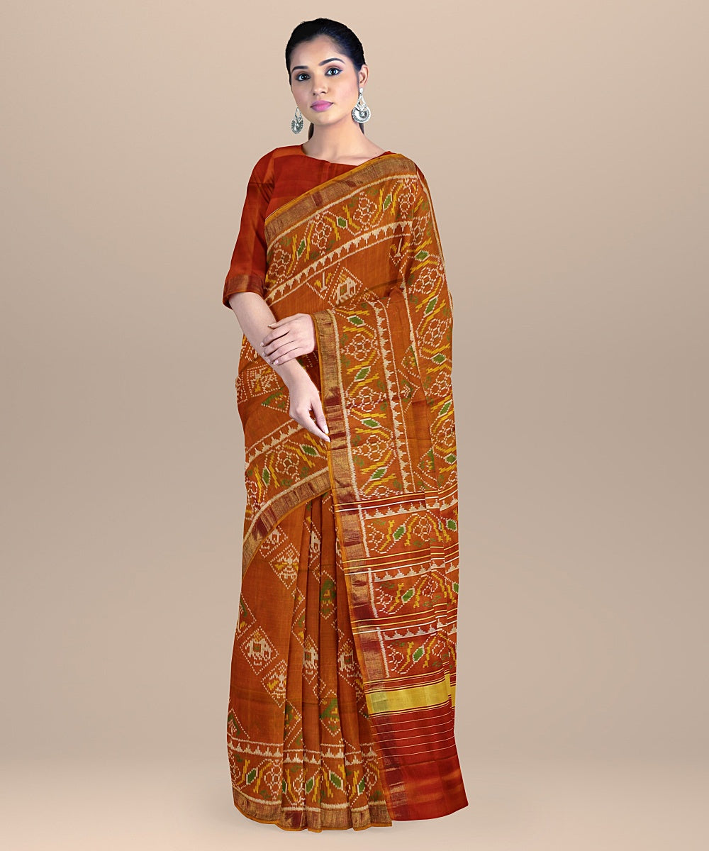 Mustard silk handwoven patola saree