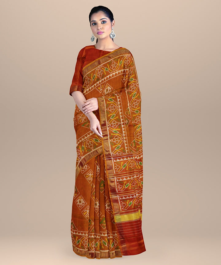 Mustard silk handwoven patola saree