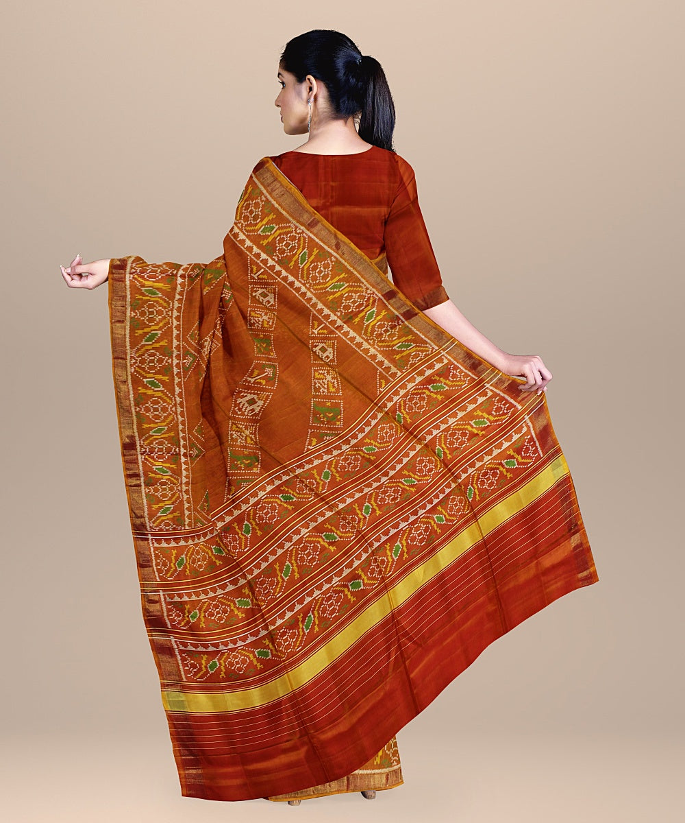 Mustard silk handwoven patola saree