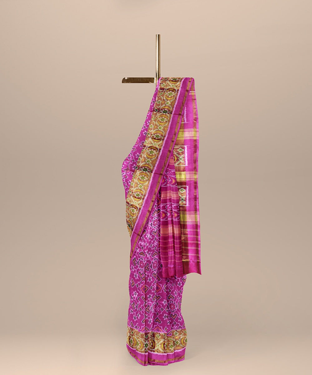 Pink silk handwoven patola saree