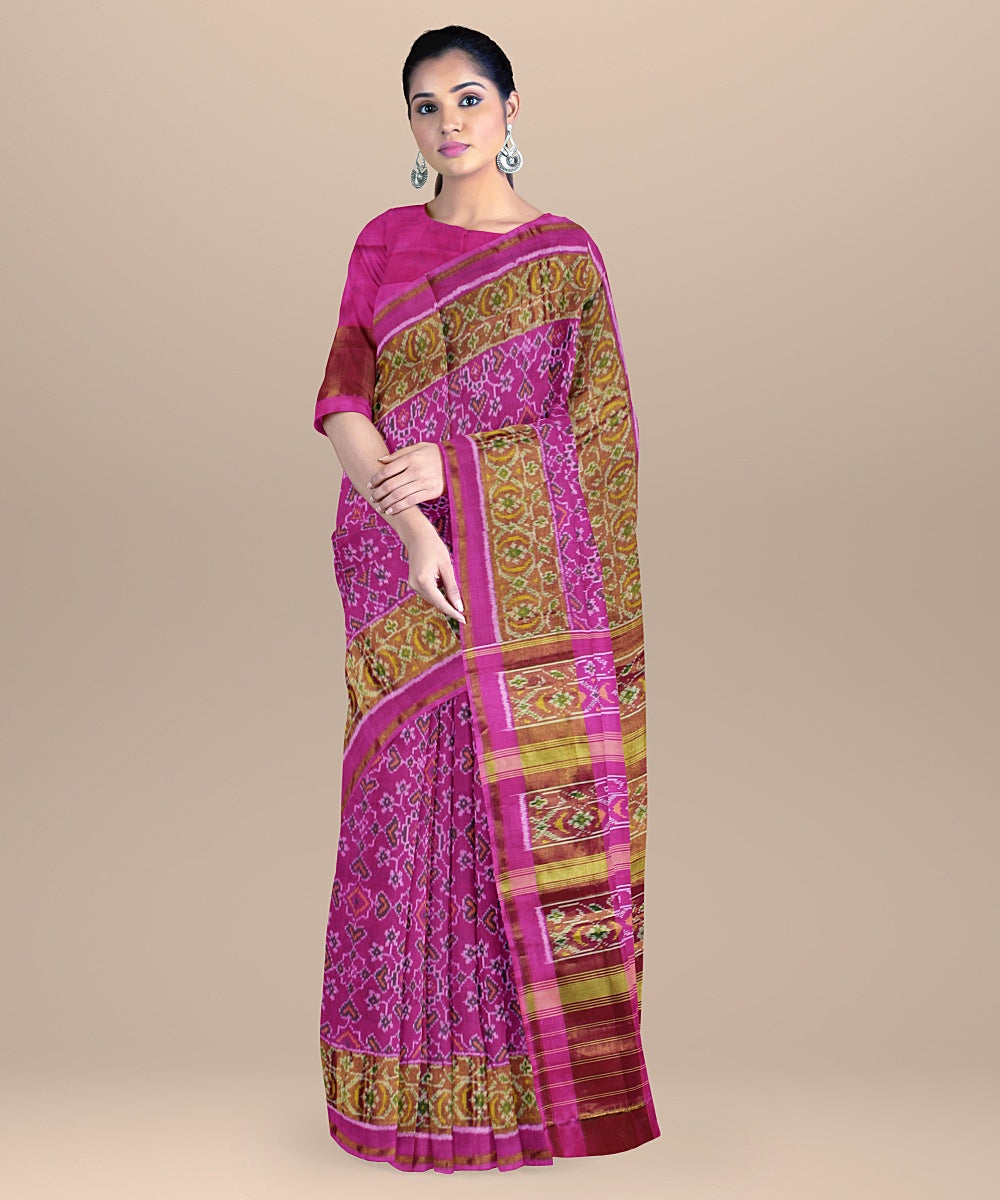 Pink silk handwoven patola saree