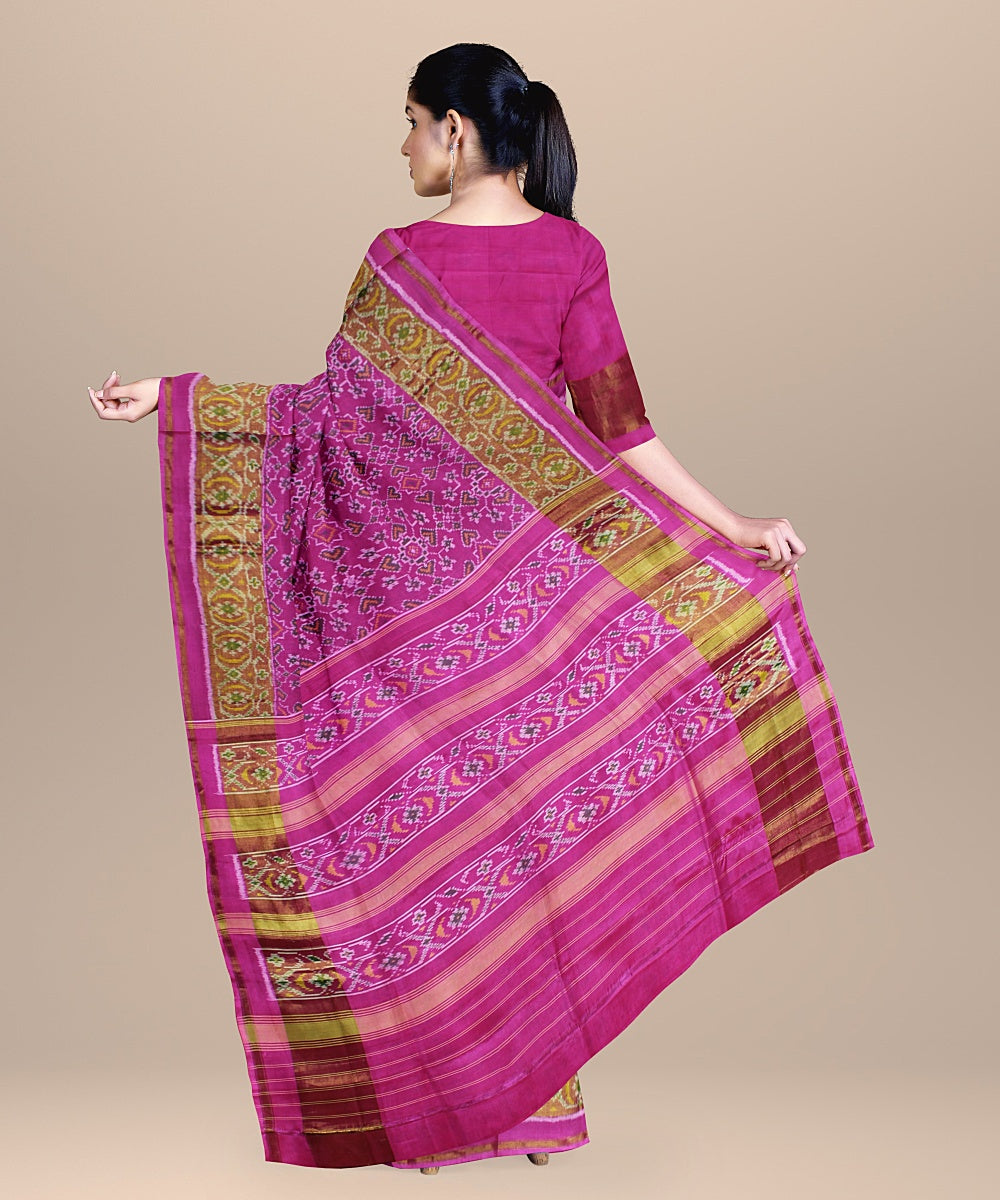 Pink silk handwoven patola saree