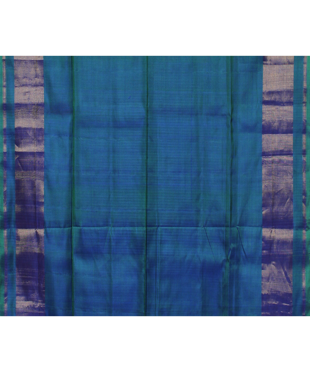 Cyan green silk handwoven patola saree