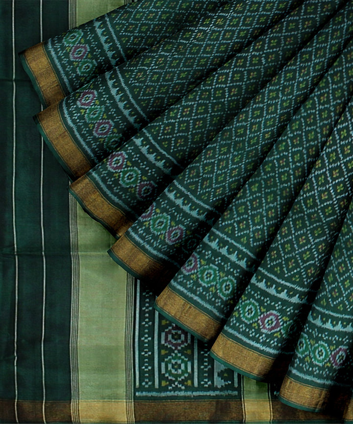 Dark green silk handwoven patola saree