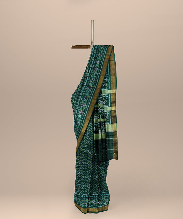 Dark green silk handwoven patola saree