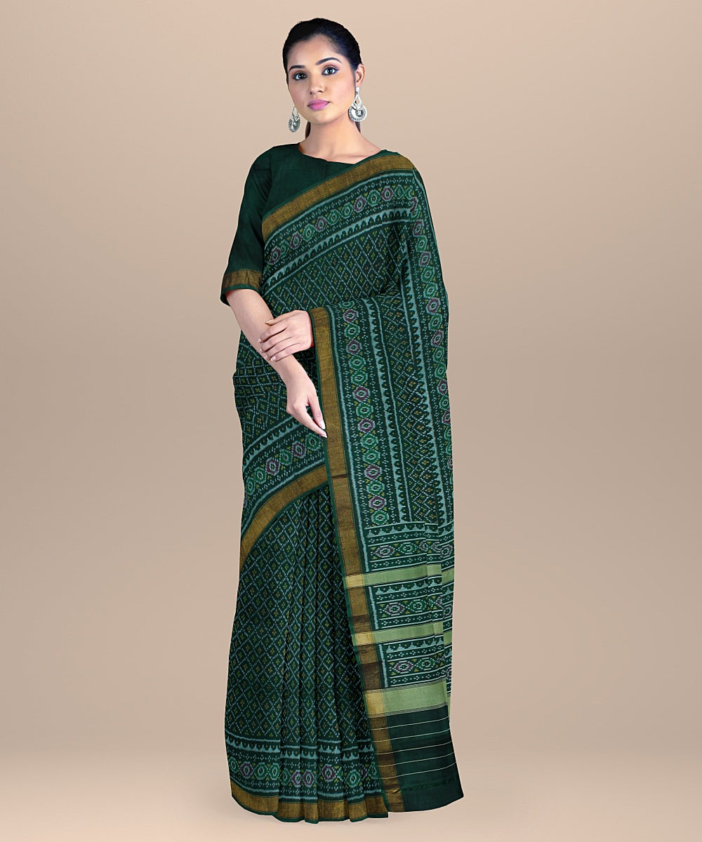 Dark green silk handwoven patola saree