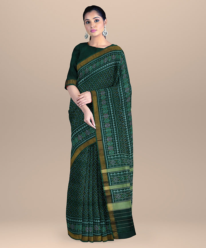 Dark green silk handwoven patola saree