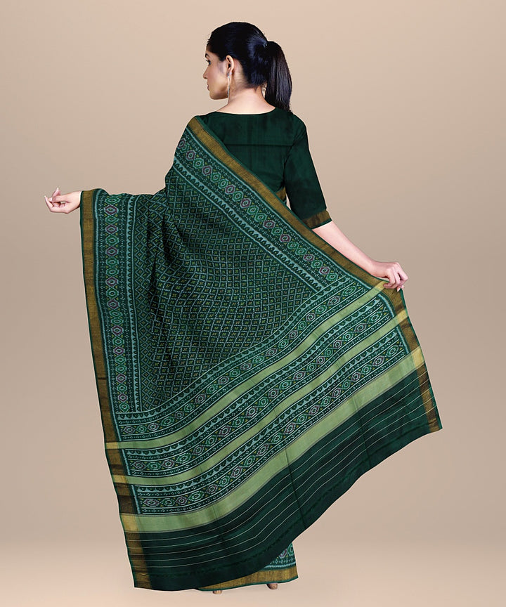 Dark green silk handwoven patola saree