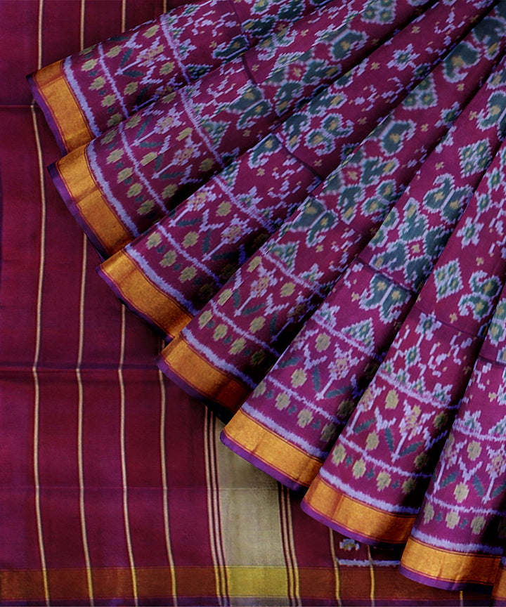 Purple silk handwoven patola saree