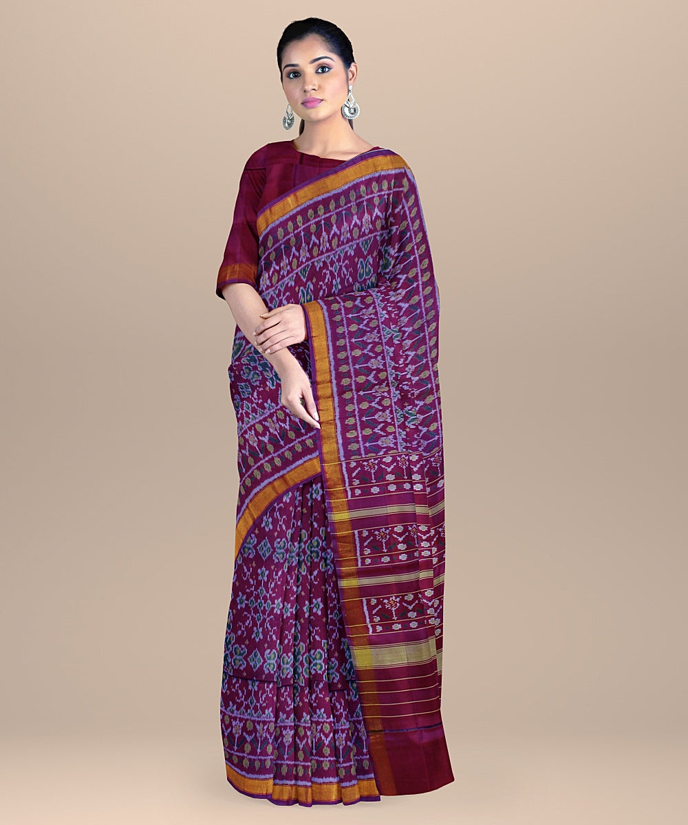 Purple silk handwoven patola saree