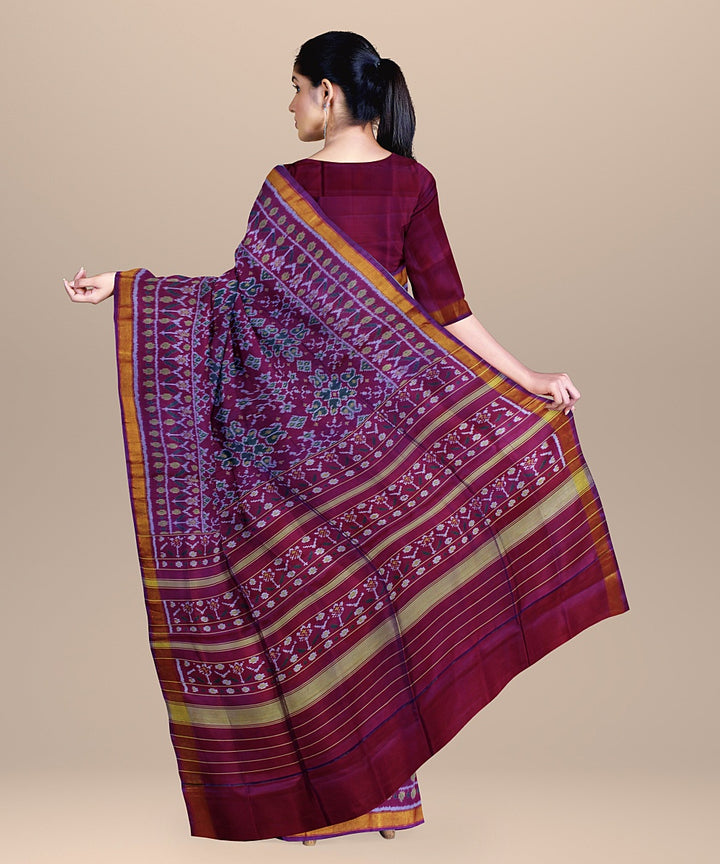 Purple silk handwoven patola saree