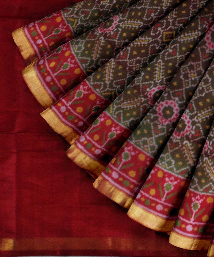 Brown silk handwoven patola saree