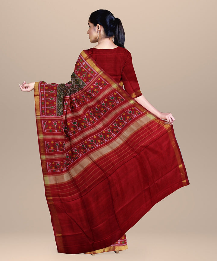 Brown silk handwoven patola saree