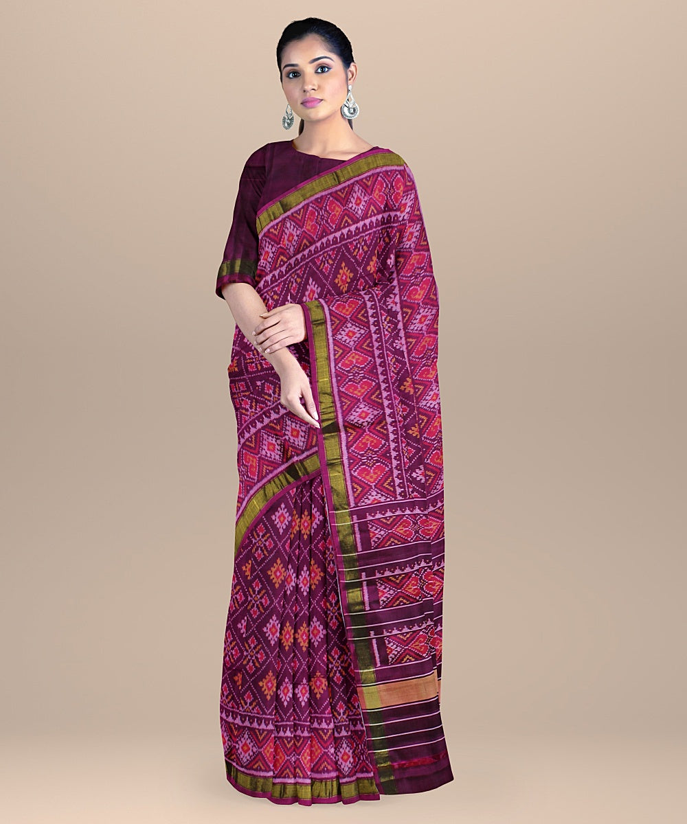 Purple handloom patola silk saree