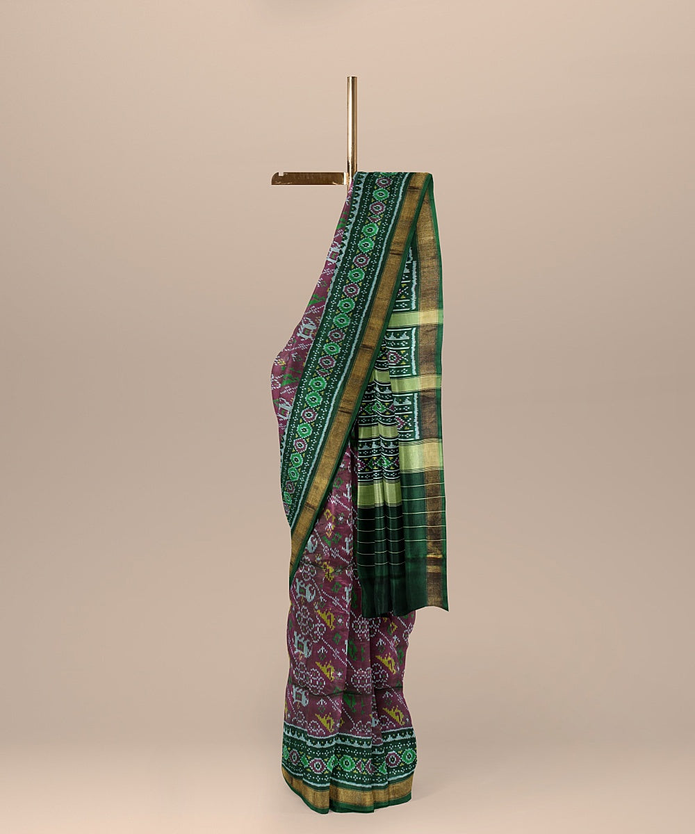 Mauve silk handwoven patola saree