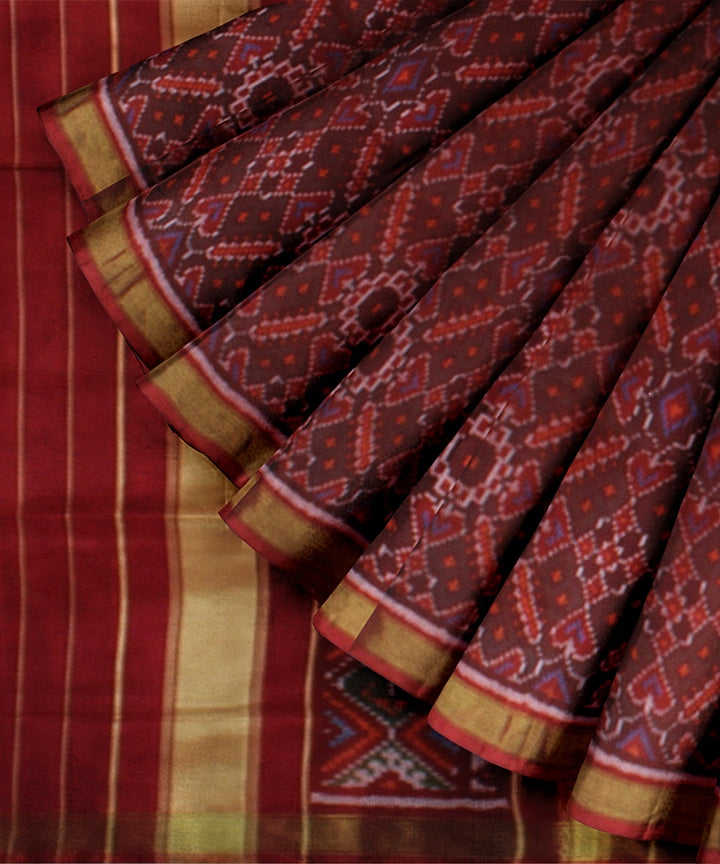 Maroon silk handwoven patola saree