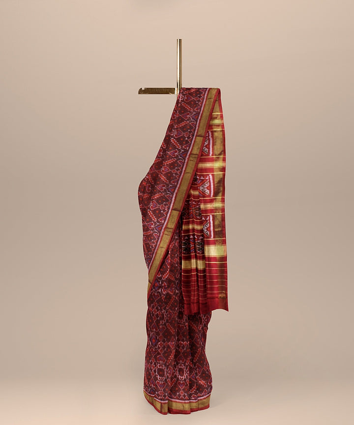 Maroon silk handwoven patola saree