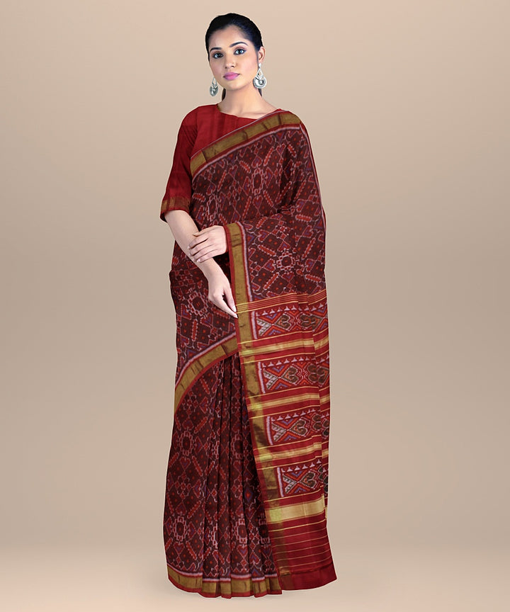 Maroon silk handwoven patola saree