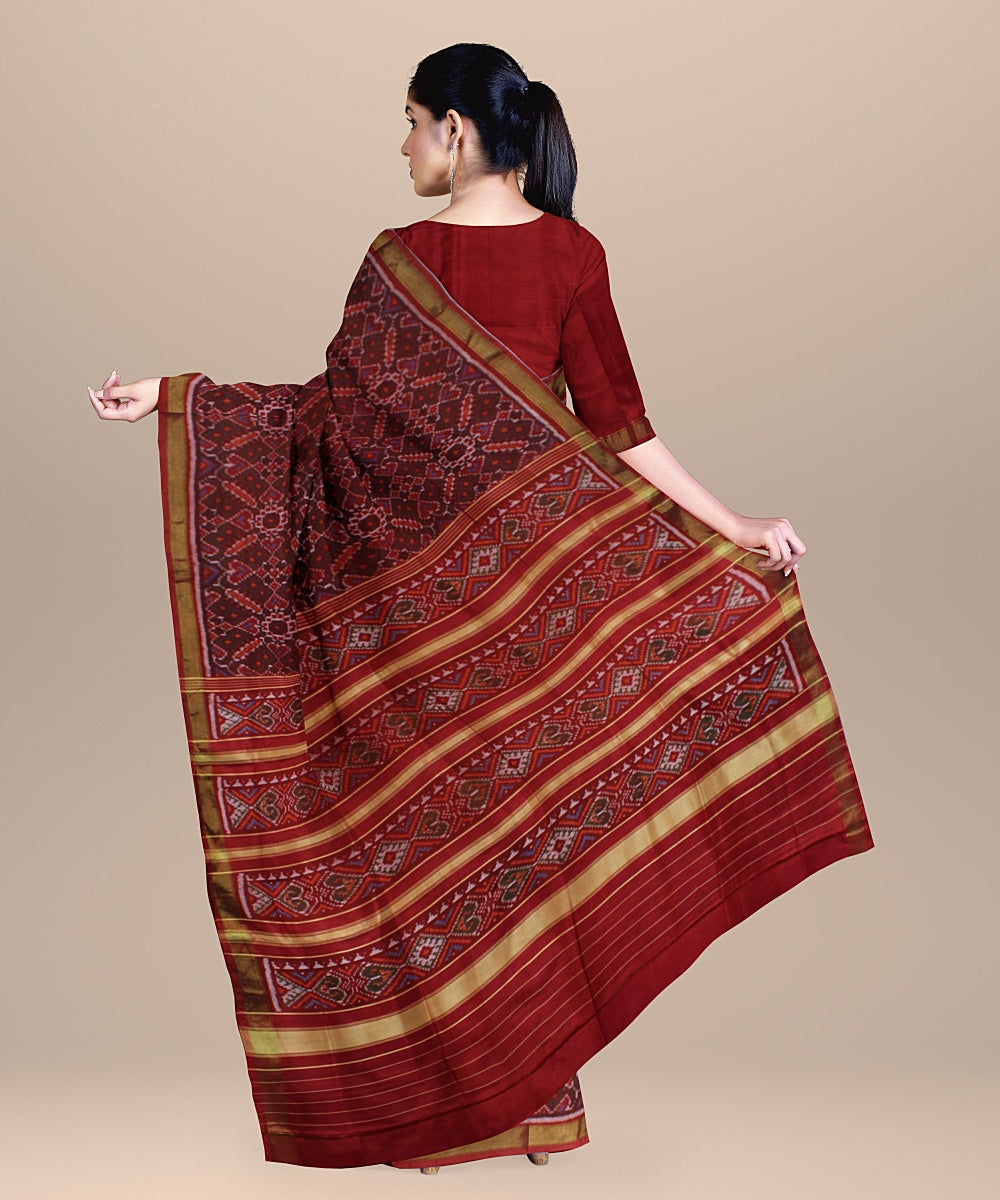 Maroon silk handwoven patola saree