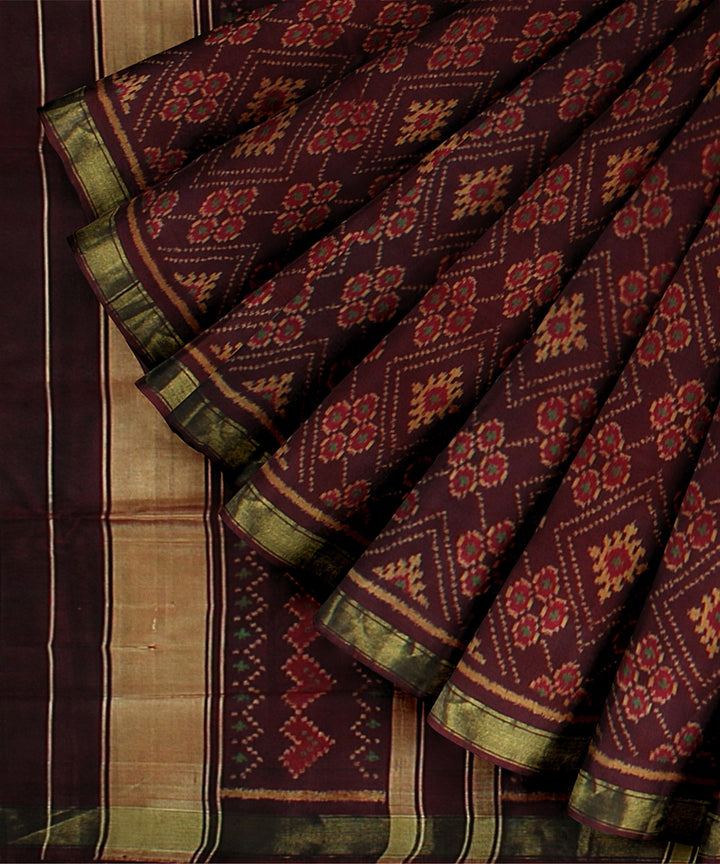 Brown handwoven patola silk saree