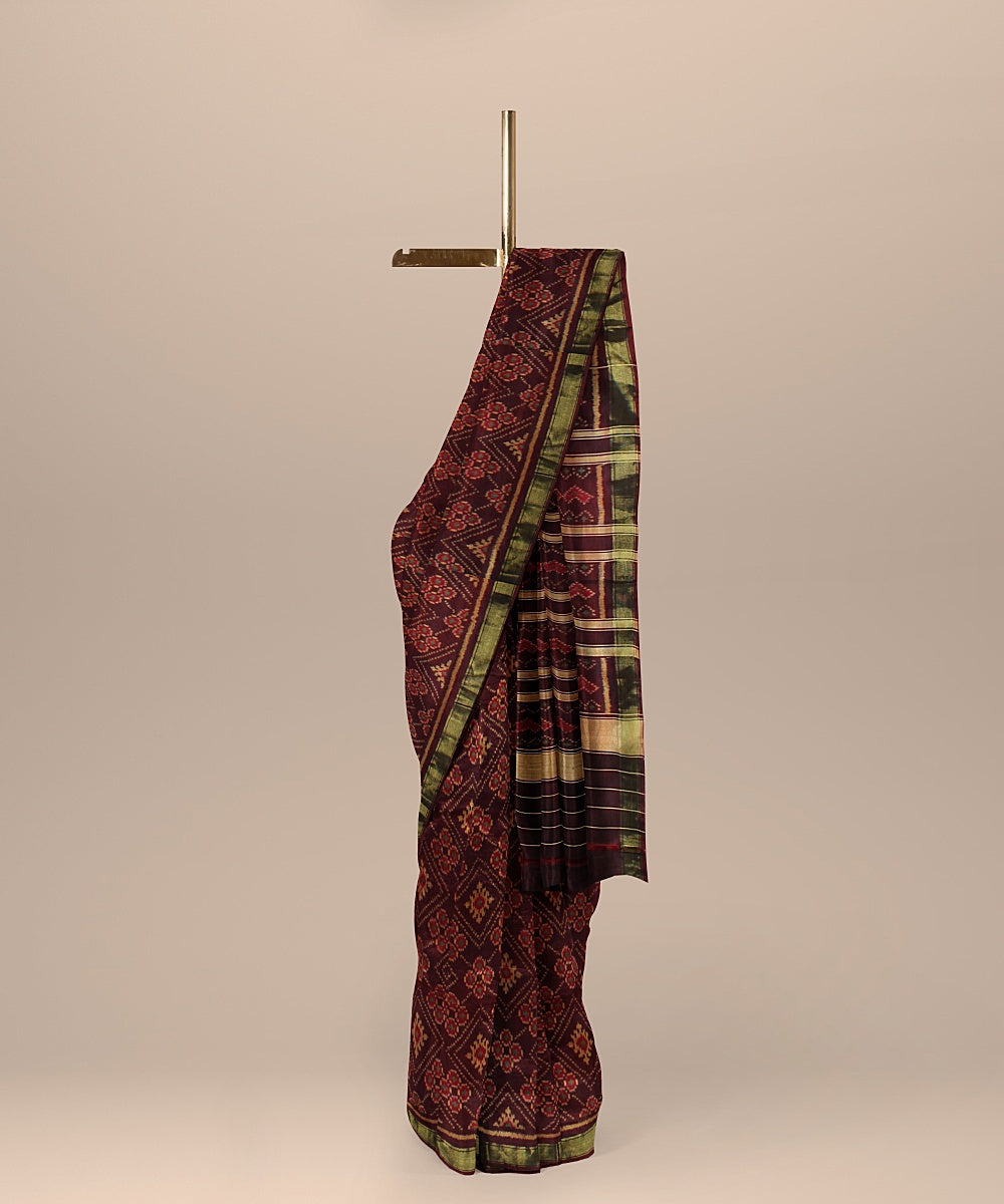 Brown handwoven patola silk saree