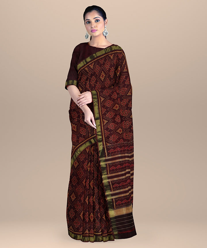 Brown handwoven patola silk saree