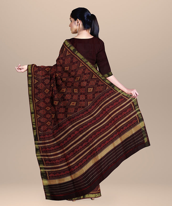 Brown handwoven patola silk saree