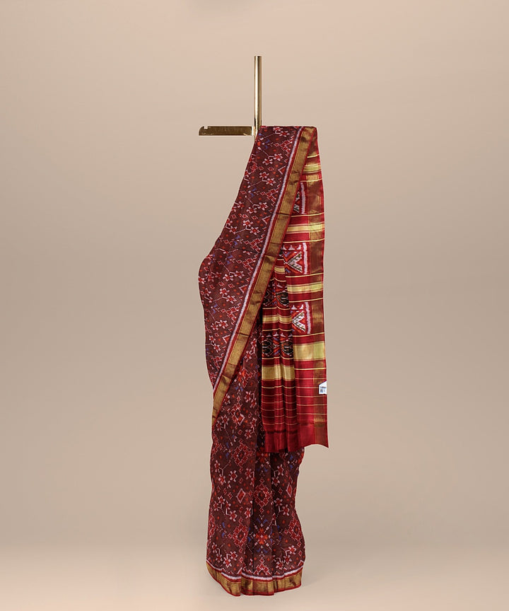 Maroon silk patola handwoven saree