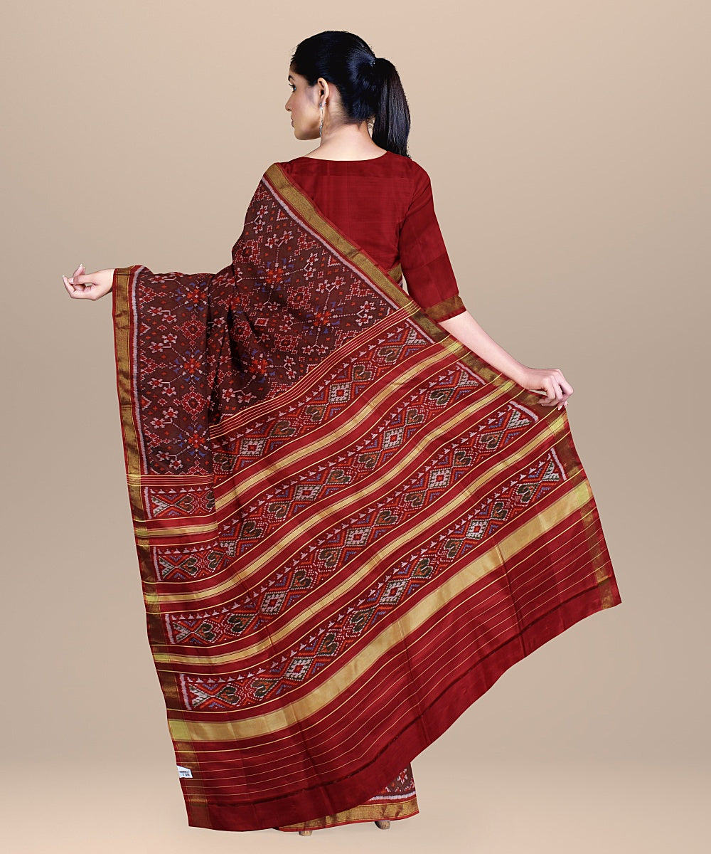 Maroon silk patola handwoven saree