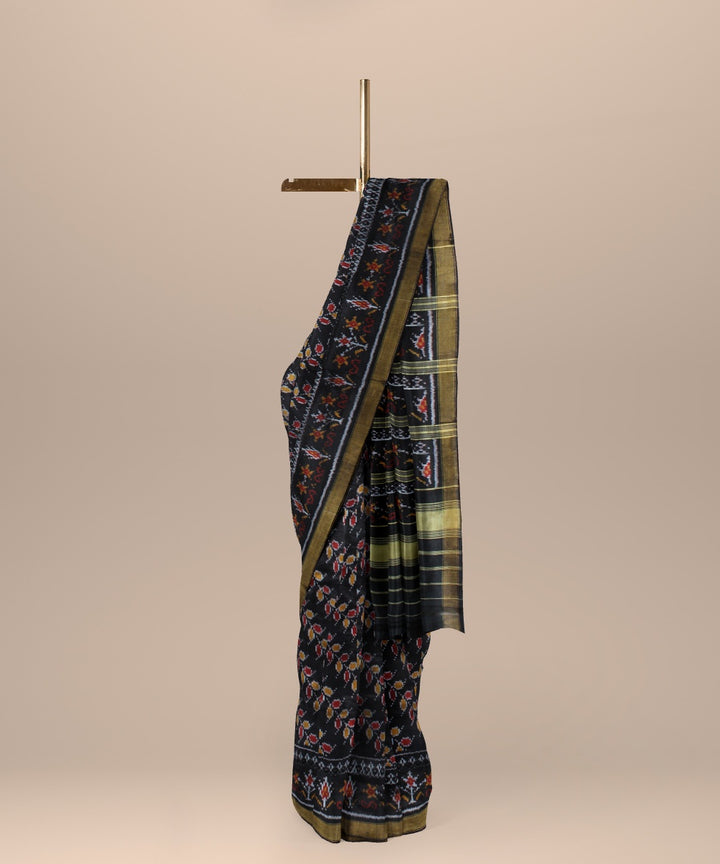 Black beige silk handwoven patola saree