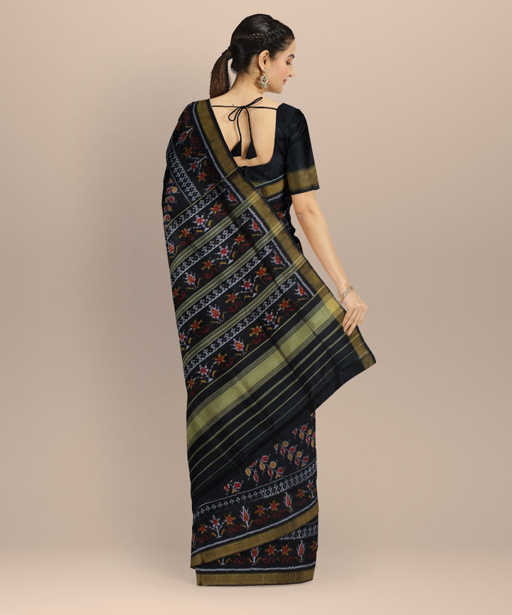 Black beige silk handwoven patola saree