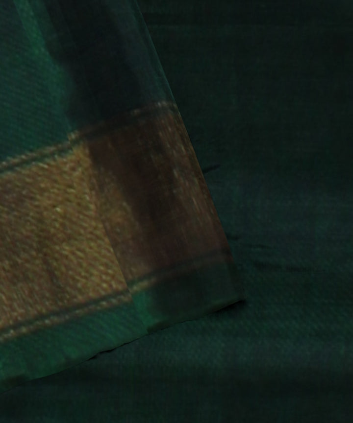 Dark green offwhite silk handwoven patola saree