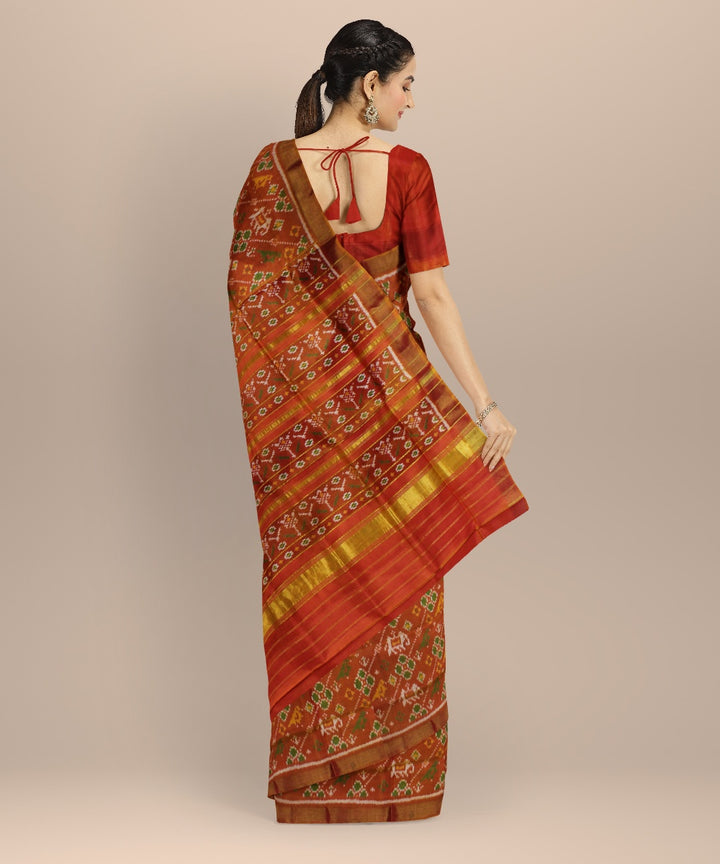 Mustard orange silk handwoven patola saree