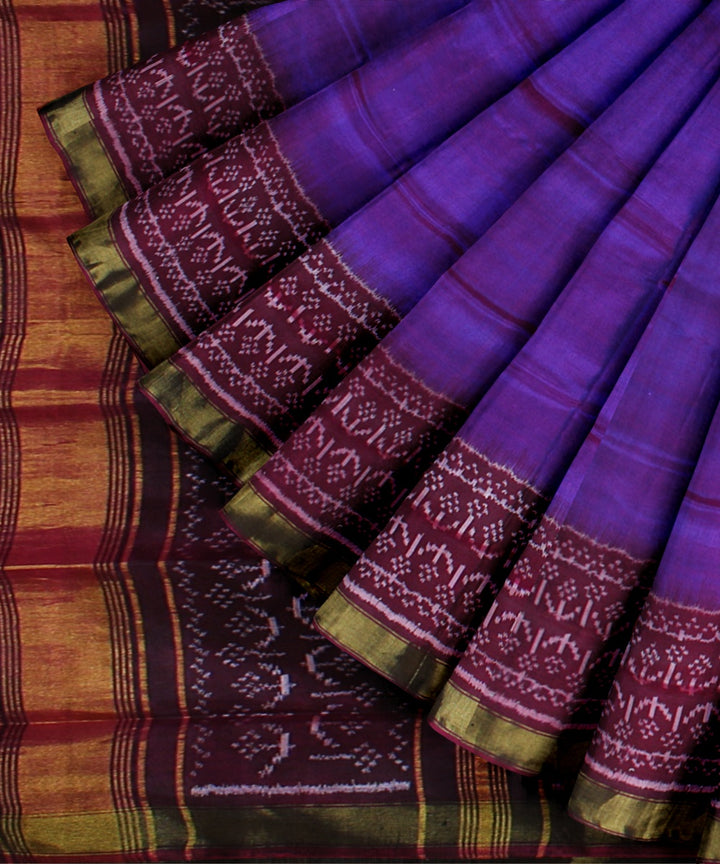 Purple maroon silk handwoven patola saree