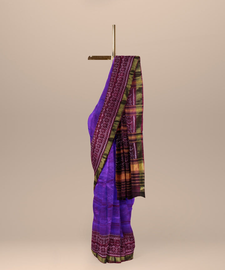 Purple maroon silk handwoven patola saree